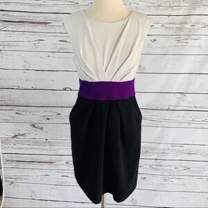 B. Darlin knit pleat black white purple sheath